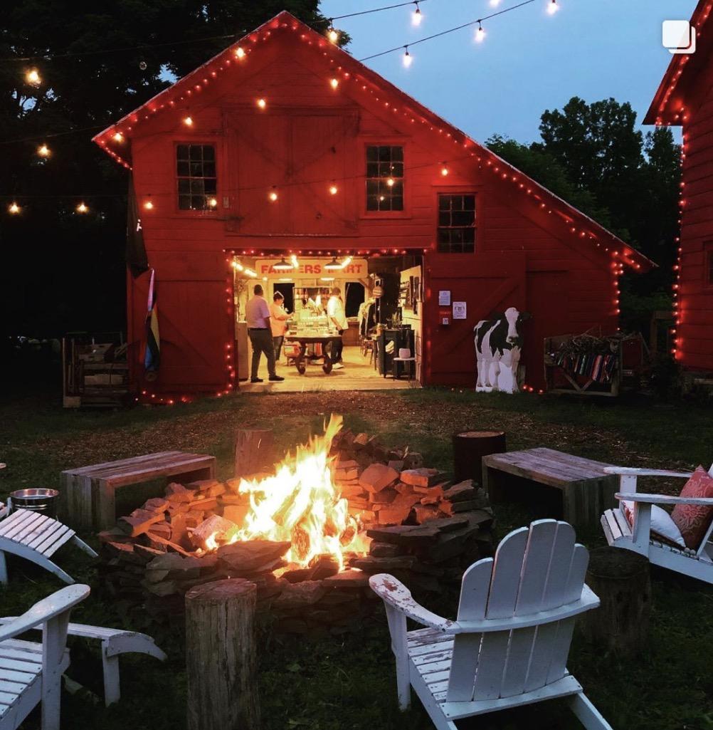Fire at Empire Farm at dusk